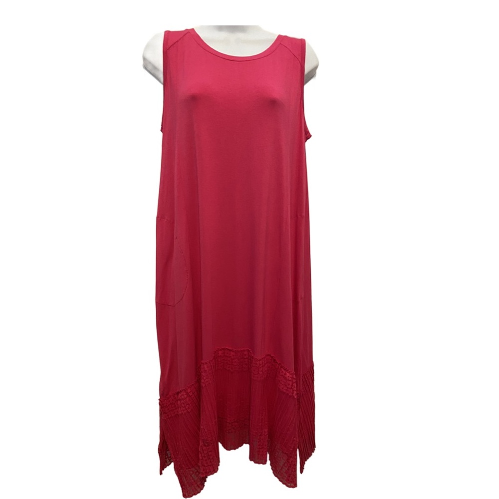 LOGO by Lori Goldstein Rayon 230 Dress Broomstick Lace Wild Berry Small Petite - Picture 2 of 15